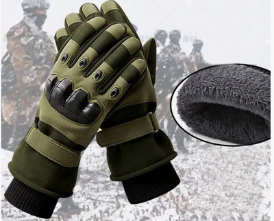Зимние тактические перчатки, олива, теплые на флисе D3-PMR-PRCT-L
