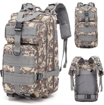 Тактический походный рюкзак на 25 л D3-GGL-106 Серый пиксель