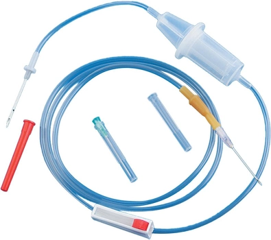 Пристрій для переливання крові Гемопласт стерильний ПК 21-02 з металевою голкою до ємності Луєр 85 шт (24174)