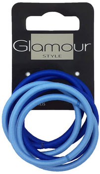 Zestaw gumek do włosów Glamour bez metalu Niebieskie 6 szt (5902704176041)