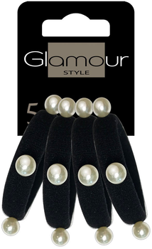 Gumki do włosów Glamour czarne z perełkami 4 szt (5902704176683)