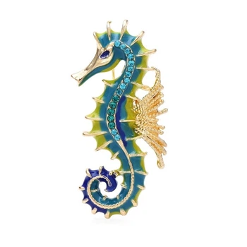 Брошь унисекс BROCHE бижутерия Морской Конёк зелёная BRBF113491