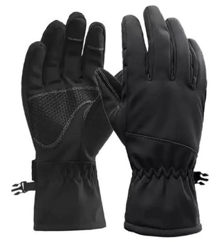 Водовідштовхувальні захисні вітрозахисні Softshell тактичні на флісі рукавички Чорні 9001-L