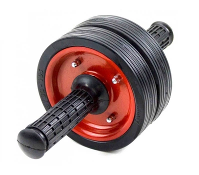 Ролик для пресса Power Roller двойной металлический на подшипнике диаметр 14.5 см чёрный с красным