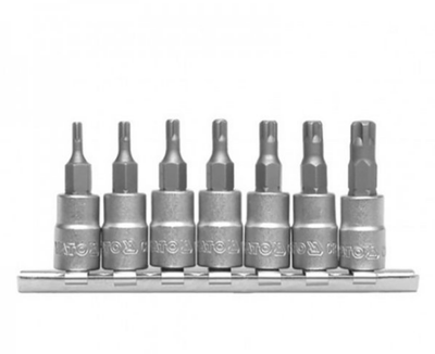 Набор торцевых головок 1/4 (со вставками TORX SPECIAL 7шт, Размеры: TS10,TS15,TS20,TS25,TS27,TS30,TS Yato YT-0461