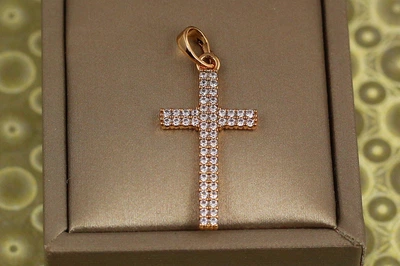 Крестик Xuping Jewelry крестик с фианитами в два ряда 3 см золотистый