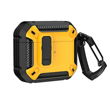 Противоударный защитный чехол для AirPods Pro 2 с карабином и защёлкой OPEN (YELLOW)