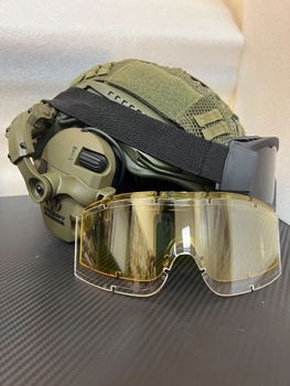Шлем FAST USA NIJ IIIA L-XL, тактические очки, Walkers Razor Активные шумоподавляющие стрелковые наушники, крепления чебурашки, кавер