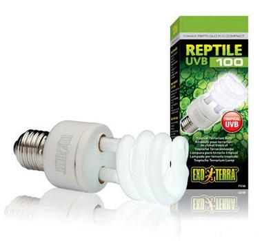 Ультрафіолетова лампа флуоресцентна для тропічного тераріуму Exo Terra Reptile UVB 100 Е27, 13 Вт