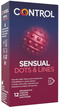 Презервативи Control Sensual Dots & Lines ребристі з пухирцями 12 шт (8411134144881)