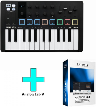 MIDI-клавиатура Arturia MiniLab 3 Black Edition + Arturia Analog Lab V