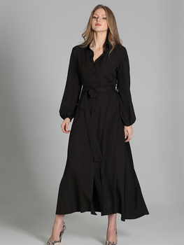Плаття-сорочка максі жіноче Lanti SUK204 38/40 Чорне (5904252721803)