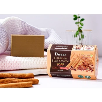 Мило для обличчя та тіла Disaar Cinnamon Black Sesame Soap, з екстрактом кориці та чорного кунжуту, 120 г