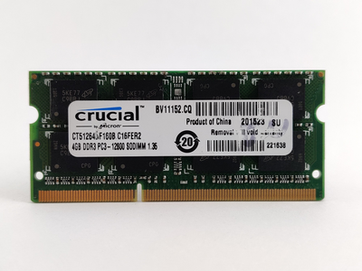 Оперативная память для ноутбука SODIMM Crucial DDR3L 4Gb 1600MHz PC3L-12800S (CT51264BF160B.C16FER2) 13179 Б/У