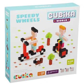 Дерев'яний конструктор-мозаїка Cubika "Швидкі Колеса" 200 деталей 15290