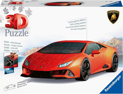 3D Puzzle Ravensburger Pojazdy Lamborghini Huracan Evo Arancio 108 elementów (4005556115716)