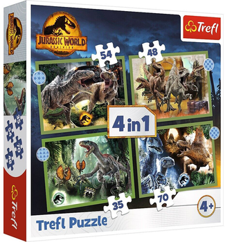 Zestaw puzzle Trefl 4w1 Groźne dinozaury Jurassic World 207 elementów (5900511346077)