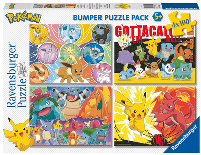Zestaw puzzle Ravensburger Pokemon 4x100 elementów (4005556056514)
