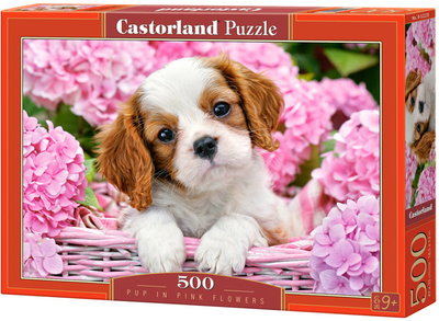 Puzzle Castorland Pies w różowych kwiatach 500 elementów (5904438052233)
