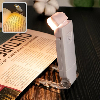Лампа USB светодиодная светильник-зажим для чтения c аккумулятором 3 режима яркости 3 уровня цветов White (750403730359)
