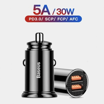 Быстрое автомобильное зарядное устройство Baseus QC4.0 в прикуриватель USB x Type-C 5A30W (CCALL-YS01)