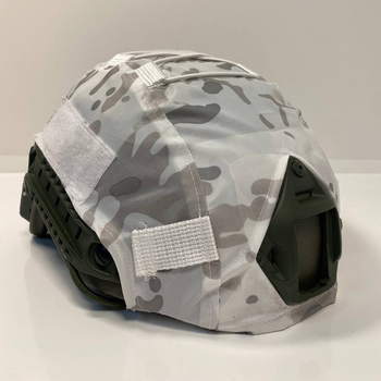 Кавер на каску FAST M-KET Білий камуфляж ЗСУ військовий чохол на шолом з гумкою бічними стропами та липучками для шевронів універсальний розмір L-XL