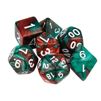 Кости игральные многогранные 7шт, 4-20 граней, дайсы, пластик (117781)