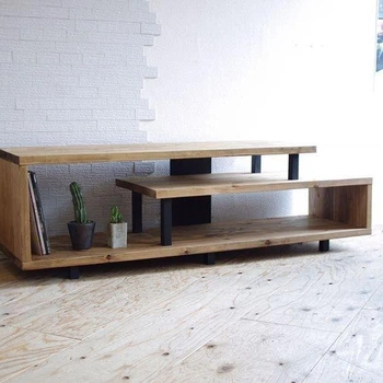 Дизайнерская тумба для телевизора в стиле Loft 160х40х50h Черный/Дерево ATL518