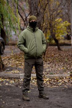 Куртка чоловіча тактична Eva Military з капюшоном, бомбер, коротка, колір олива, розмір 2XL (50-52)