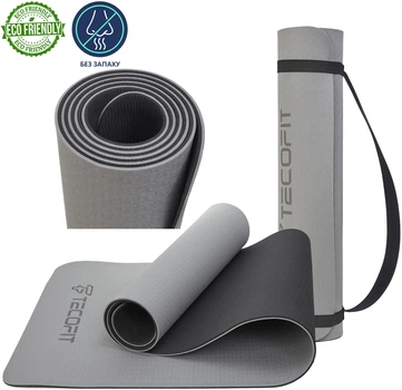 Килимок для йоги та фітнесу TECOFIT TPE 183x 61 x 0.6 см Black-Grey (TOP18013825/1)