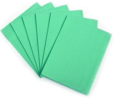 Нагрудники стоматологічні тришарові текстуровані салфетки Green, 10шт.