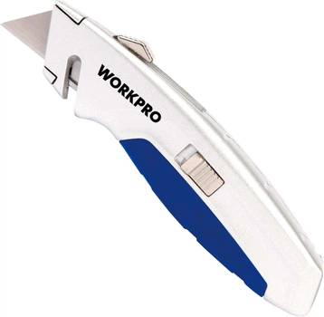 Нож строительный Workpro с выдвижным трапециевидным лезвием (W013010)