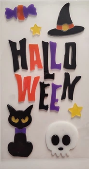 Двухсторонние наклейки на окна Happy Halloween party ( лист 14 х 25 см) Б434-1