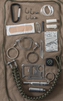 Набір для виживання тактичний Mil-Tec На паракорді Олива PARACORD SURVIVAL KIT LARGE OLIV (16027701)