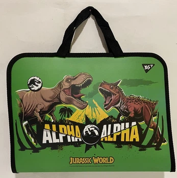 Папка-портфель А4+ на молнии с тканевыми ручками, Jurassic World 491988 YES