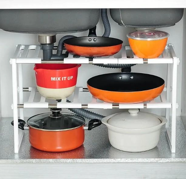 Кухонная полка для хранения регулируемая KITCHEN RACK 38-70 см (5817)