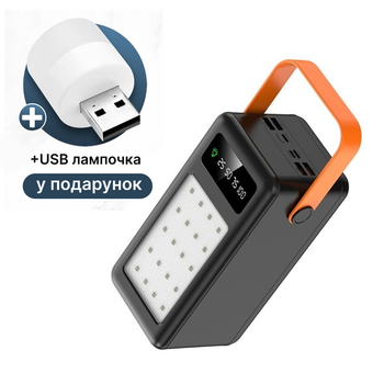 УМБ Thatti WXJ-029 Power Bank 60000 mah Зовнішній акумулятор зі швидкою зарядкою Quick Charge 3.0 повер банк портативна батарея Чорний + Подарунок USB-лампочка