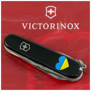 Ніж Victorinox Huntsman Ukraine 91 мм Чорний Серце синьо-жовте (1.3713.3_T1090u)