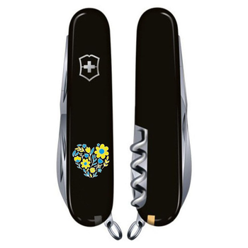 Ніж Victorinox Spartan Ukraine 91 мм Чорний Квіткове серце (1.3603.3_T1246u)