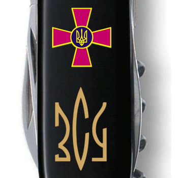 Нож Victorinox Climber Army Чорний Емблема ЗСУ + Тризуб ЗСУ (1.3703.3_W1015u)