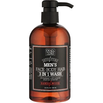 Гель для душа Dead Sea Collection Sandalwood мужской 3 в 1 для тела, волос и лица 500 мл (7290119481446)