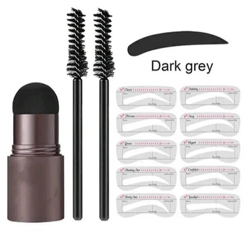 Пудра штамп для брів з трафаретами Dark grey (Темно-сірий колір)