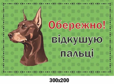 Оригінальна застережна табличка Злий пес 300х200 мм д-9259