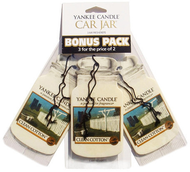 Набір ароматизаторів Yankee Candle Car Jar Bonus Pack Clean Cotton 3 шт (5038580069686)