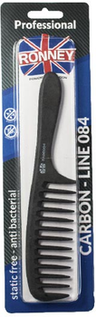 Grzebień do włosów Ronney Professional Carbon Comb Line 084 L 205 mm (5060456772116)
