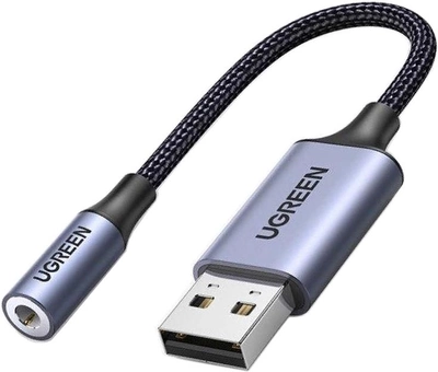 Karta dźwiękowa Ugreen CM477 USB AUX Jack TRRS (Mic + Ear) KT0210 25 cm Czarny (6957303837571)