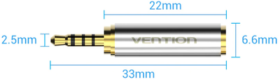 Перехідник Vention 2.5 мм - 3.5 мм CTIA-OMTP 4 pin (VAB-S02)