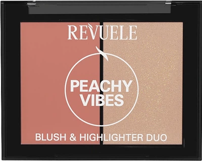 Палетка для обличчя рум'яна + хайлайтер Revuele Blush & Highlighter Duo Peachy Vibes 8 г (5060565107830)