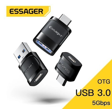 OTG адаптеры 3 в 1 Type-C USB-A Micro USB Essager ES-OTG33 черный