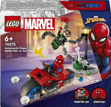Zestaw klocków Lego Super Heroes Pościg motocyklowy Spider-Man vs Doktor Octopus 77 elementów (76275)